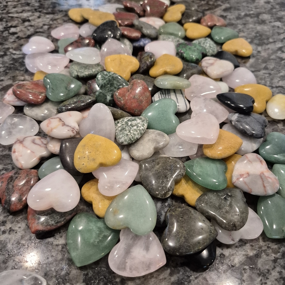 Set Of 10 Natural Carnelian Agate Jasper Polished Hearts - Picture 7 of 8